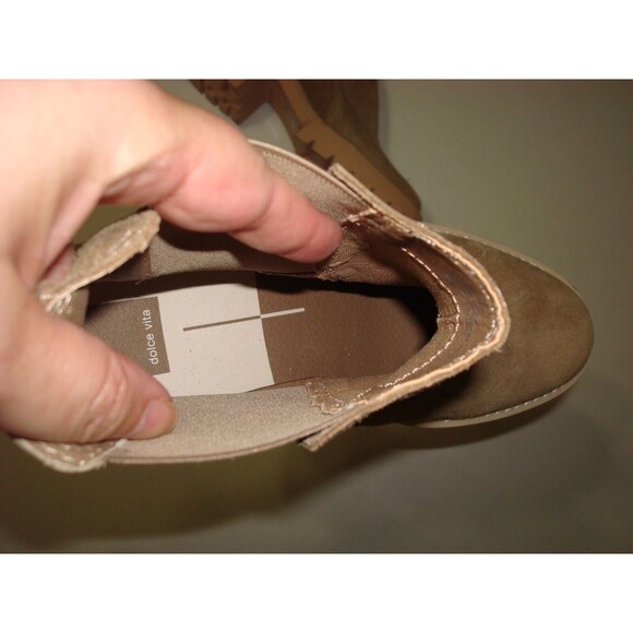 New Womens 11 Tan Leather Suede Dolce Vita Ankle Platform Boots Halina Ankl Lugg - Picture 6 of 7